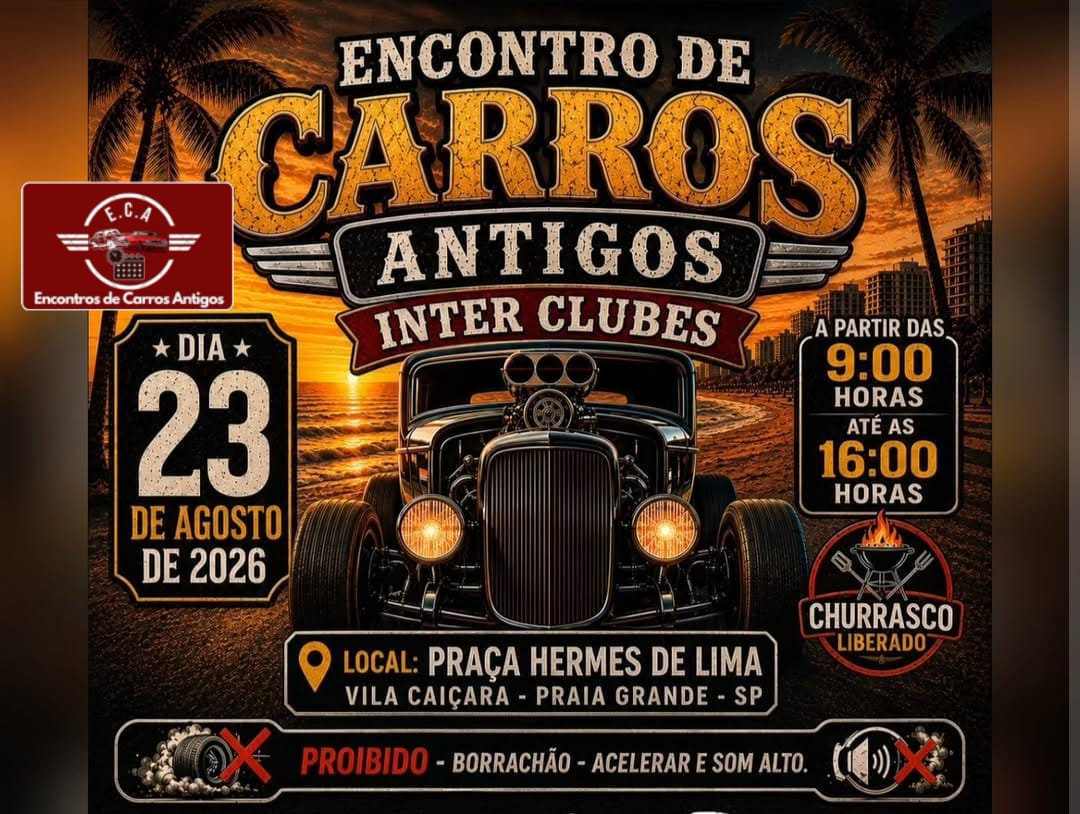 Encontro de carros antigos inter clubes - Praia Grande, SP
