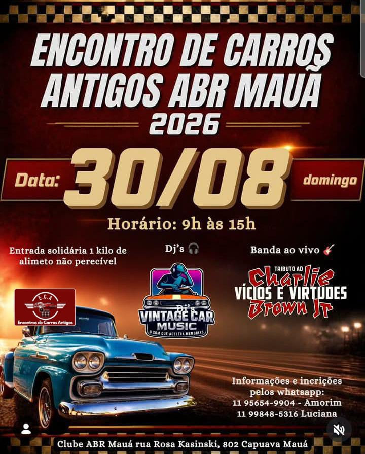 Encontro de Carros Antigos ABR Mauá 2026 - Capuava, Mauá - SP