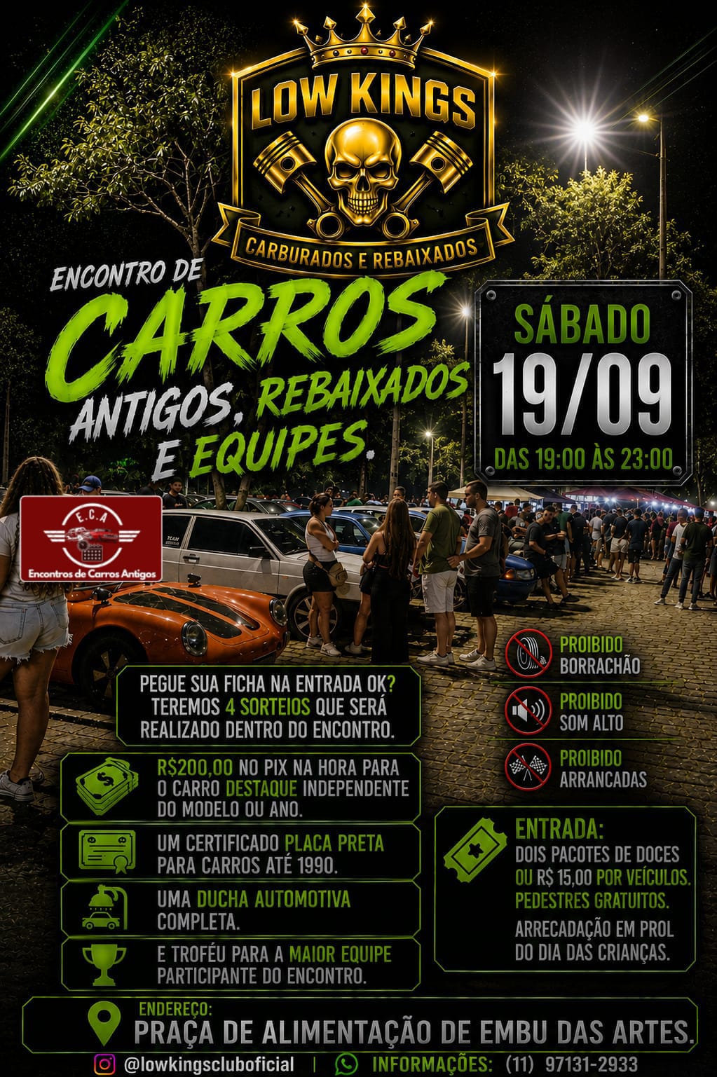 Encontro de carros antigos, rebaixados e equipes Low Kings - Embu das Artes, SP