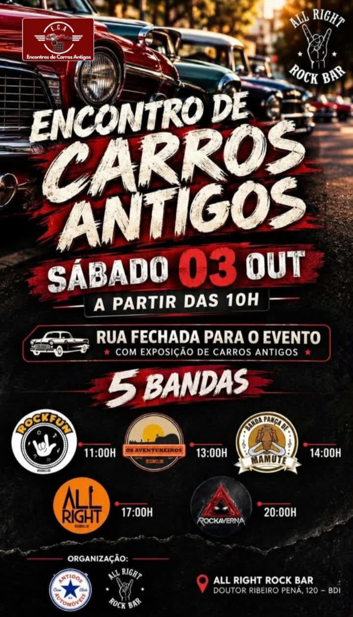 Encontro de carros antigos no All Right Rock Bar - Belo Horizonte, MG
