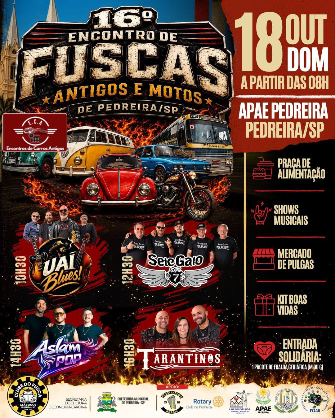 16º Encontro de Fuscas Antigos e Motos - Pedreira, SP