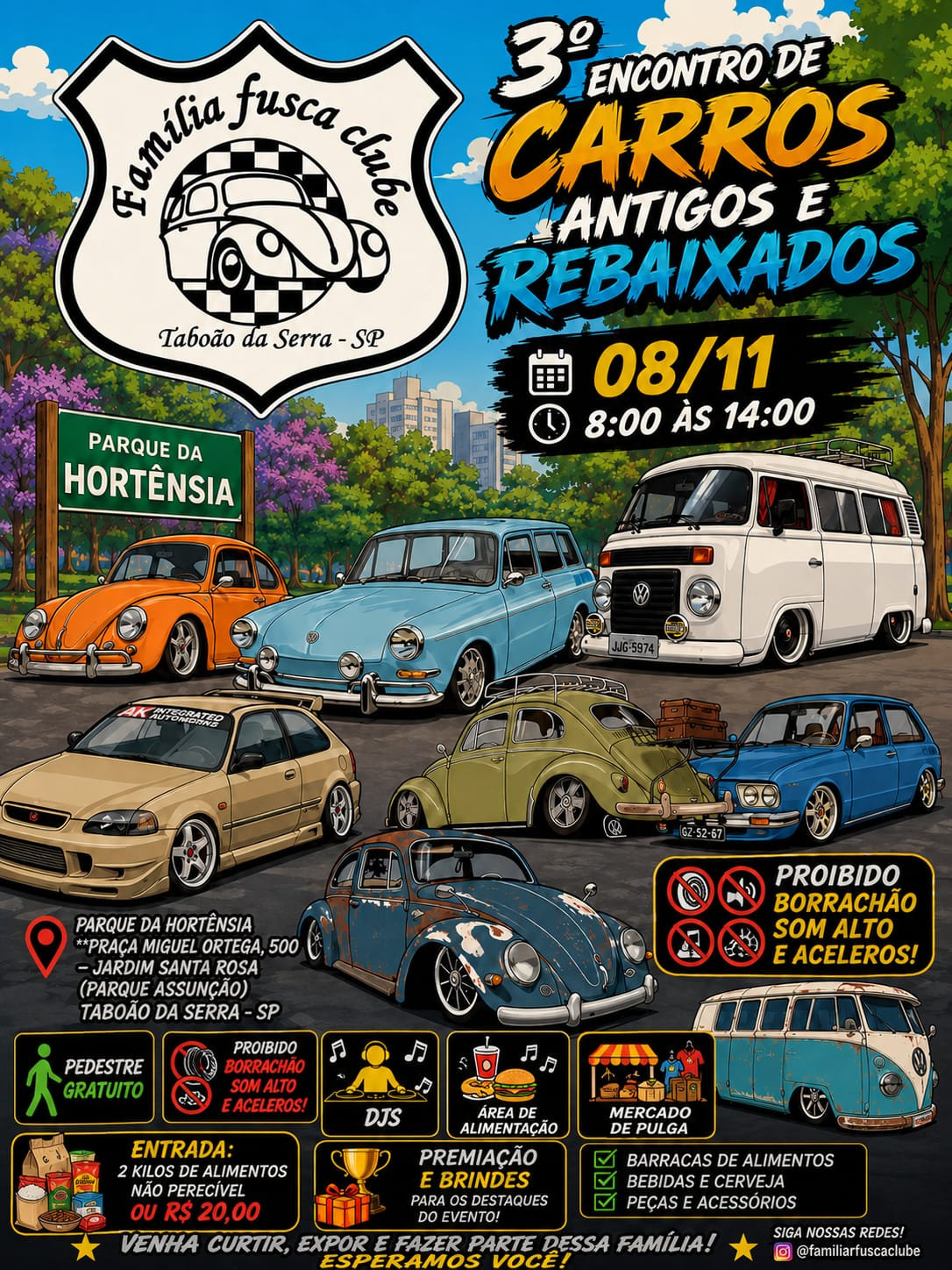 3º encontro de carros antigos e rebaixados Família Fusca Clube - Taboão da Serra, SP