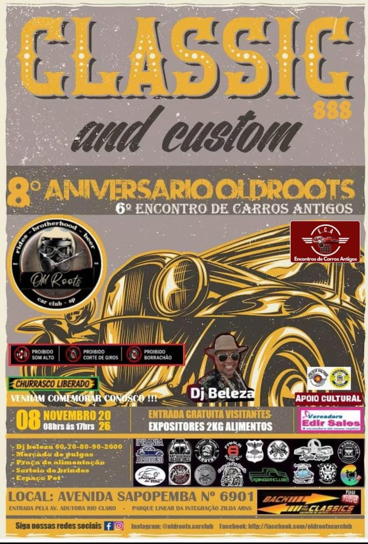 6º encontro de carros antigos - 8º aniversário Oldroots car club - São Paulo, SP